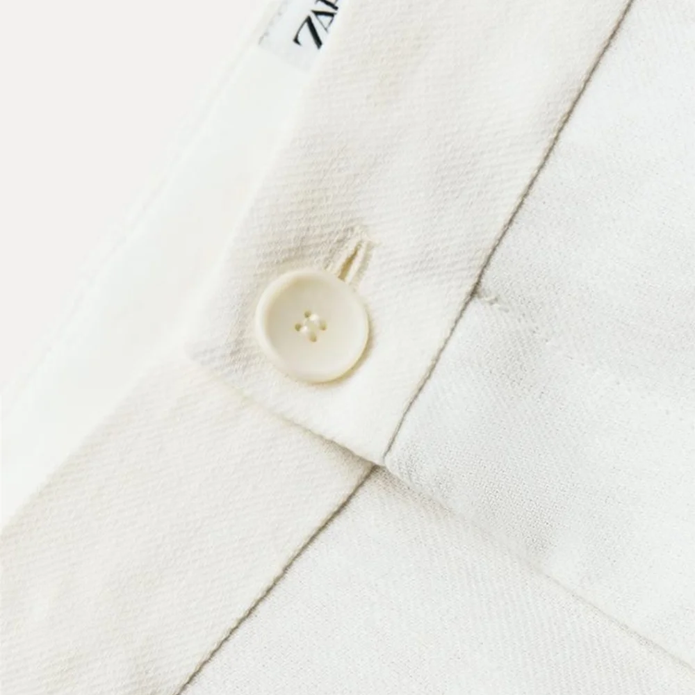 ZW COLLECTION STRAIGHT FIT LINEN BLEND TROUSERS SIZE S